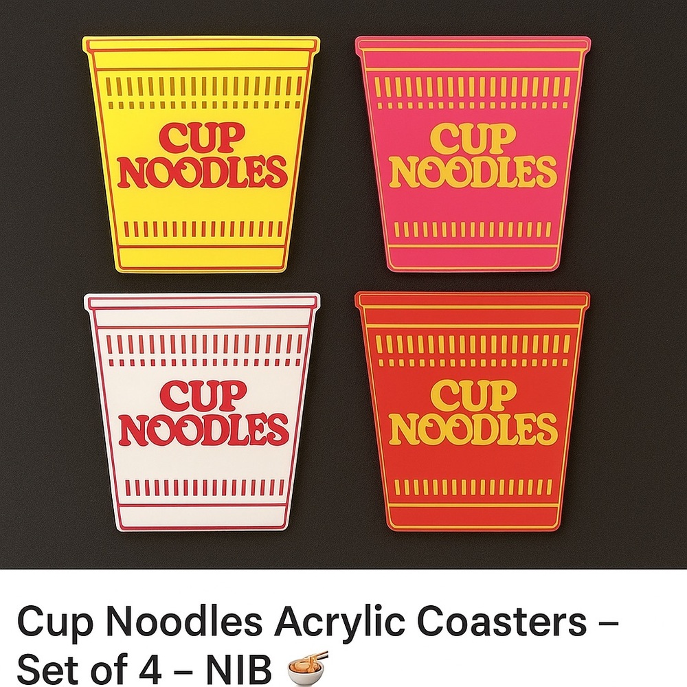 NIB Cup Noodles Set of 4 Acrylic Coasters
